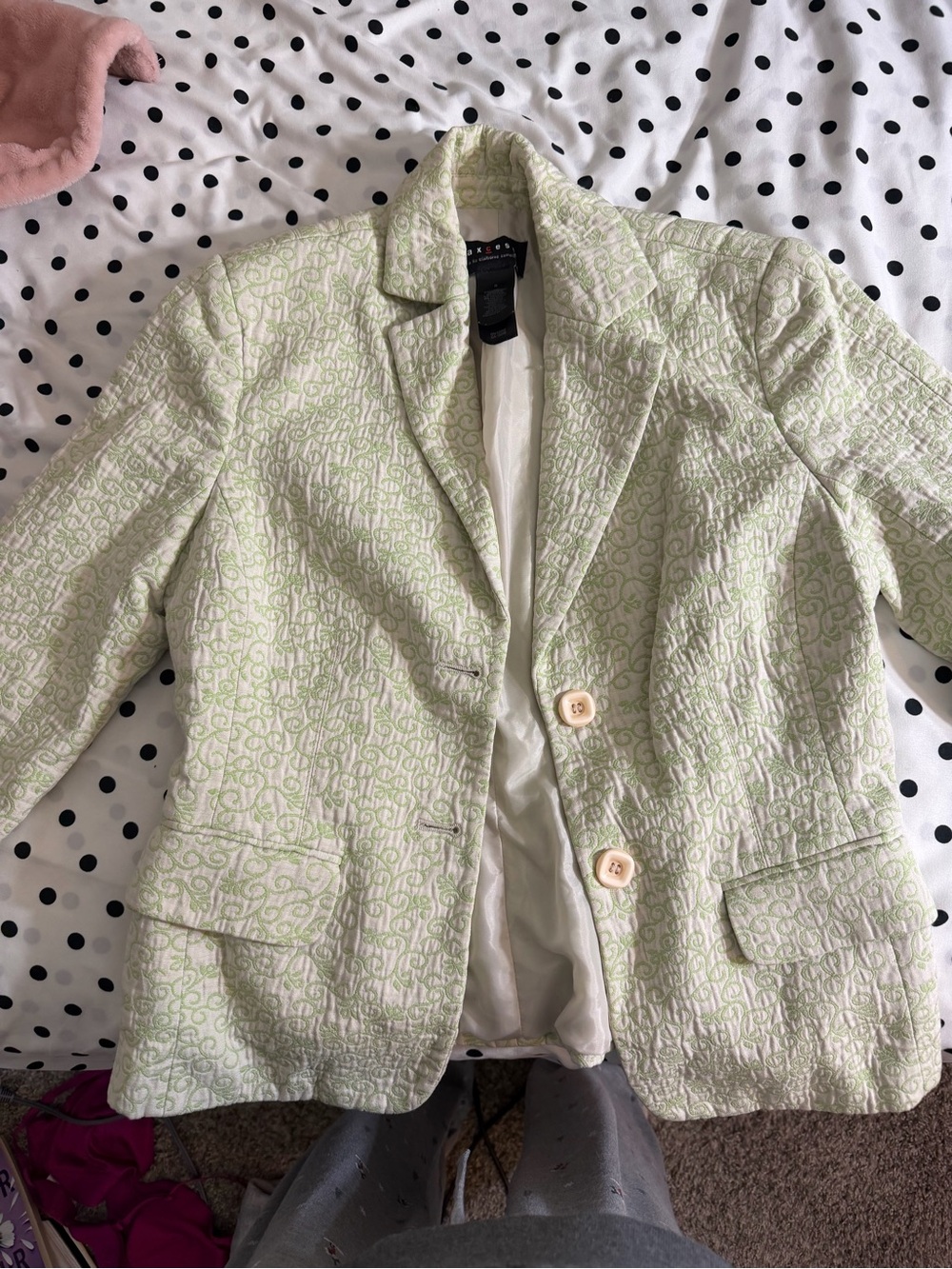 Light Green Patterned Women's Blazer Jacket - Brand: UNKNOWN